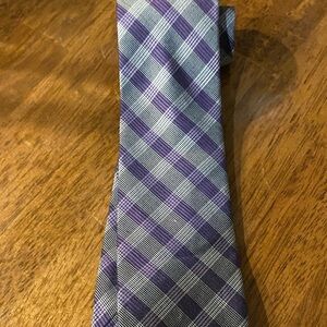 Calvin Klein Purple and Gray Checkered Tie